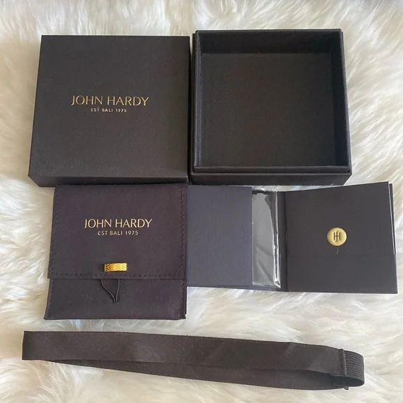 John Hardy 4.5” Gift Box, Pouch, Elastic Ribbon and Cleaning Cloth. New - Picture 1 of 1